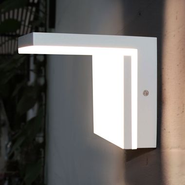 Applique LED, lampe d'extérieur, aluminium blanc, H 14,5 cm