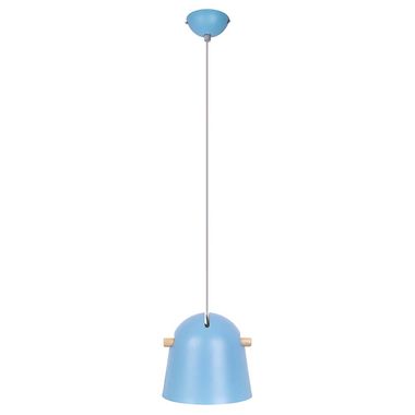 Hängeleuchte, blau, Metall, holzoptik, H 150 cm