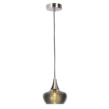 Pendant light, smoked coloured glass, nickel, E14, H 150 cm