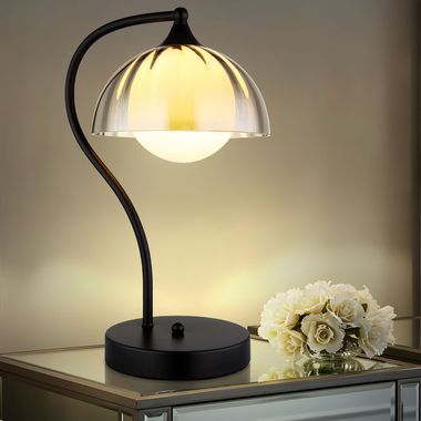 Lampada da tavolo, sfera di vetro, color fumo, G9, H 39,5 cm