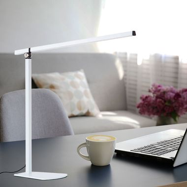 Lampa stołowa LED, dotykowa, ruchomy reflektor, biały, wys. 43 cm
