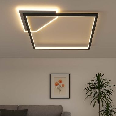 LED ceiling light, black, dimmable, L 46.6 cm