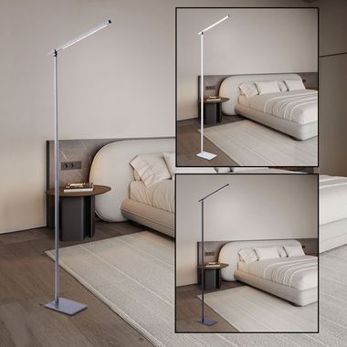 LED Stehleuchte, Metall silber, weiß, anthrazit, Touchdimmer, H 145 cm