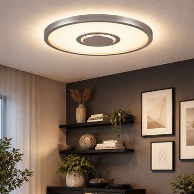 Lampa sufitowa LED, podświetlenie, matowy nikiel, okrągła, dł. 42,5 cm