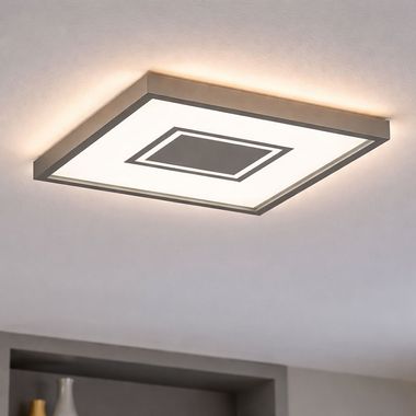 Plafoniera LED, retroilluminata, nichel opaco, angolare, L 42,3 cm