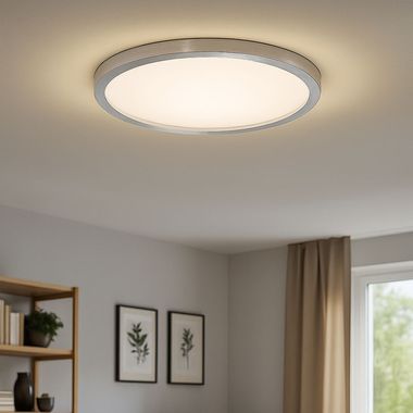 LED ceiling light, backlight, silver, round, D 42.5 cm