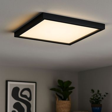 LED Deckenleuchte, Backlight, schwarz, quadratisch, L 42,2 cm