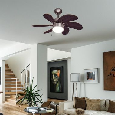 Wentylator sufitowy, przełącznik sznurkowy, przód/tył, D 75 cm