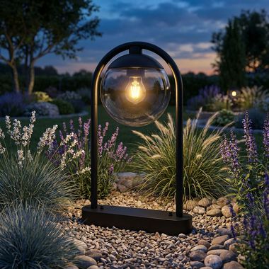 Lampa zewnętrzna, lampa podłogowa, szkło metalowe, wys. 50 cm