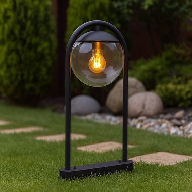 Lampe d'extérieur, lampadaire, métal verre, H 50 cm
