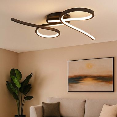 Plafoniera a LED, alluminio nero, L 61 cm