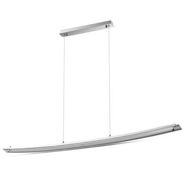 LED hanglamp, zilverkleurig metaal, wit glas, H 80 cm