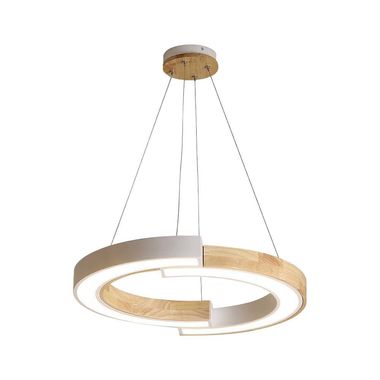 Suspension LED, aluminium, blanc-bois, IRC >80, H 112 cm
