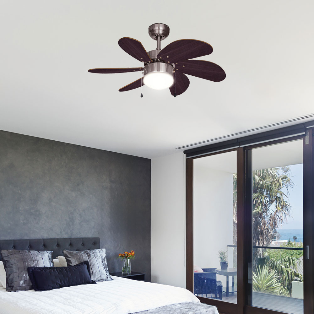 Ventilatore A Soffitto Con Luci LED E Telecomando - 42 Pollici, Finto Legno, Dimmerabile E 3 Temperature Colore