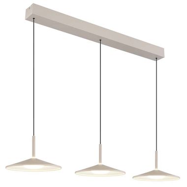 Lampada a sospensione a LED, metallo, color sabbia, 3 luci, L 95 cm