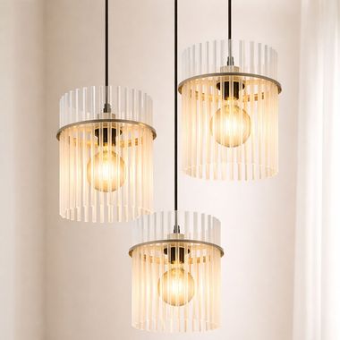 Hanglamp, glazen staven, zandkleurig, in hoogte verstelbaar, D 47 cm