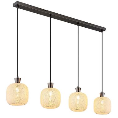 Hanging lamp, black, glass, mosaic, 4 lights, L 106 cm