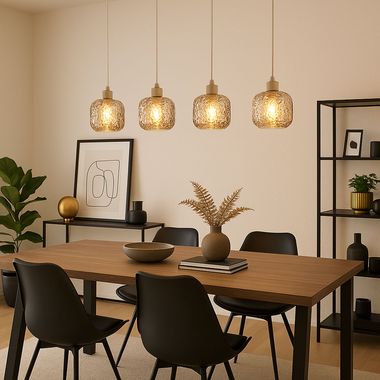 Hanglamp, beige, glas, rookkleurig, deukstructuur, H 120 cm