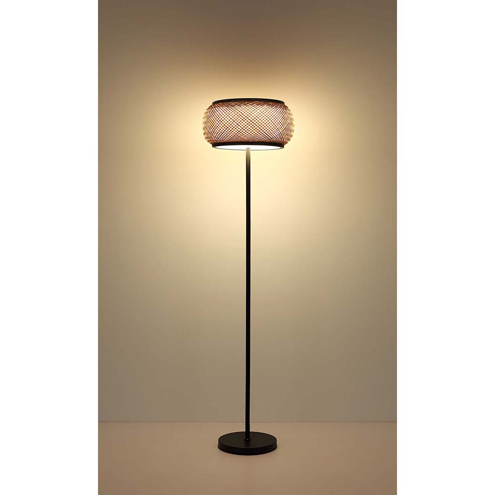 LED Stehlampe, schwarz, Bambus, CCT, Memoryfunktion, H 146 cm | ETC Shop
