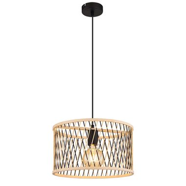 Hanging lamp, metal, matt black, bamboo, H 150 cm