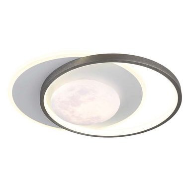 Lampa sufitowa LED, szaro-czarna, wzór księżyca, śr. 36,9 cm
