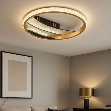 LED plafondlamp, kristal, goud, chroom, CCT, D 29,5 cm