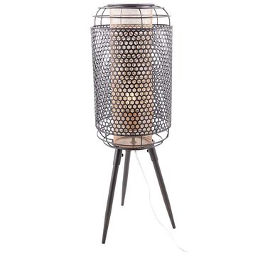 Tischleuchte, 3-Bein, Gitter, schwarz gold, H 72,5 cm