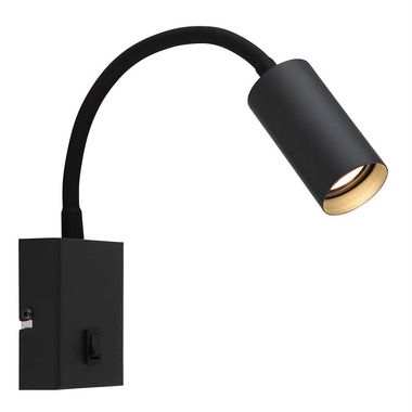 LED wandlamp, metaal, zwart, draaibaar, flexibele arm, H42cm