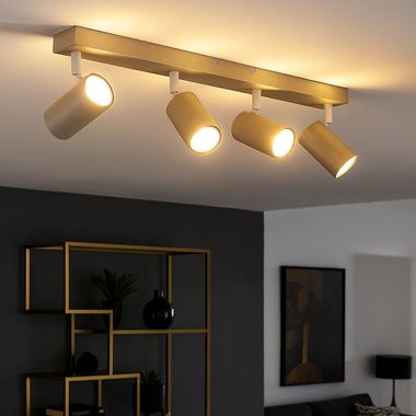 Ceiling light, metal, sand-coloured, swivel, L 56 cm