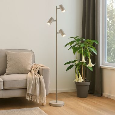 Stehleuchte, sandfarben, Fußschalter, schwenkbar, H 154 cm