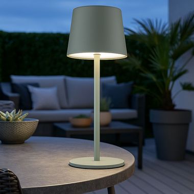 Lampa stołowa LED, jasnozielona, akumulator, ściemniacz dotykowy, wys. 28 cm