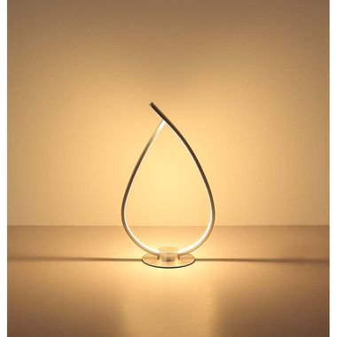 Lampada da tavolo a LED, argento opaco, interruttore a cavo, H 37,5 cm