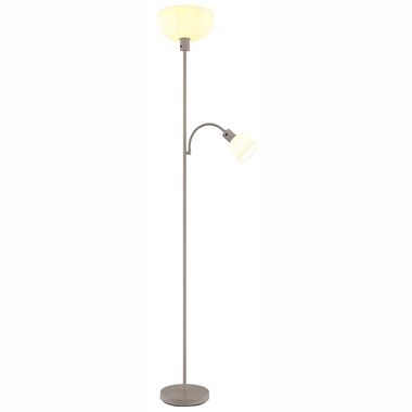 Lampadaire, métal, couleur sable mat, abat-jour opale, H 178 cm