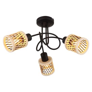 Ceiling light, bamboo, natural color, metal, black, D 40 cm