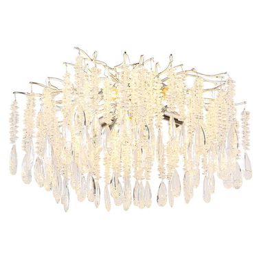 Lampada da soffitto, metallo, color argento, cristalli di vetro, D 60 cm