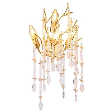 Wall light, matt gold, glass crystals, H 50 cm