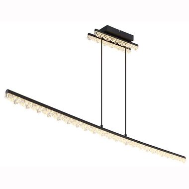 LED hanglamp, mat zwart, acryl kristallen, L 120 cm
