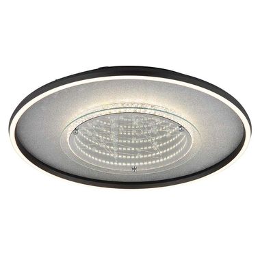 LED ceiling light, aluminum, black, glass 3D effect, D 51.5 cm