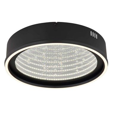 LED ceiling light, matt black, glass 3D effect, D 51.5 cm