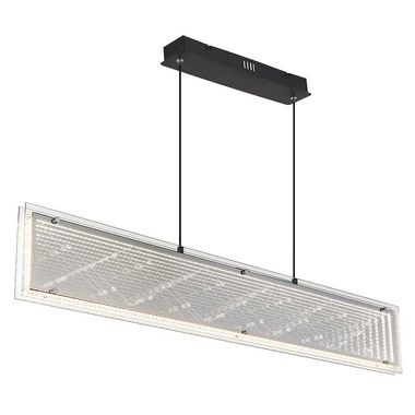 Suspension LED, noir mat, verre effet 3D, L 113 cm
