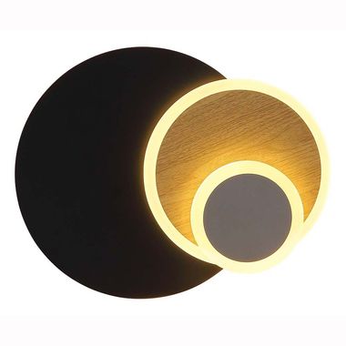 Lampa ścienna LED, czarny mat, efekt drewna, L 30 cm