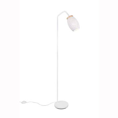 Lampadaire, métal, blanc, mat, E27, interrupteur à pied, H 147 cm