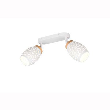 Plafondlamp, metaal, wit, mat, E14, draaibaar, L 28 cm
