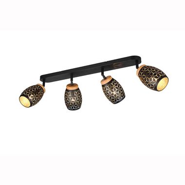 Plafondlamp, metaal, zwart-goud, E14, 4-lamps, B 74 cm