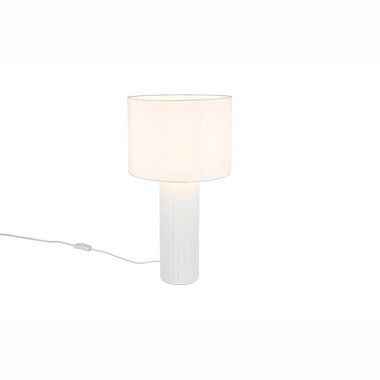 Lampe de table, céramique, blanche, E27, interrupteur à cordon, H 51 cm