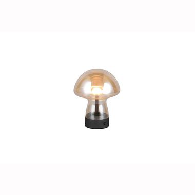 LED table lamp, amber glass, touch dimmer, battery, H18cm