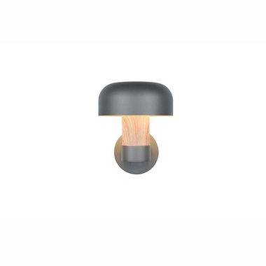 Wandleuchte, Aluminium, anthrazit holzfarben, IP54, H 24,5cm