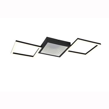 LED ceiling lamp, metal, matt black, switch dimmer, W 66cm