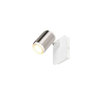 Applique murale, métal, blanc, nickel mat, réglable, L 12 cm