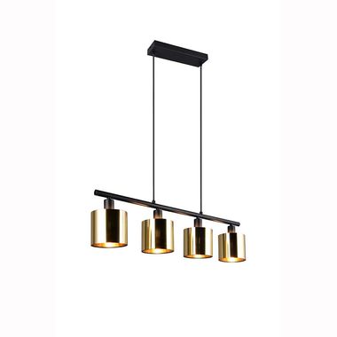 Hanging lamp, 4-bulb, gold black, L 75 cm